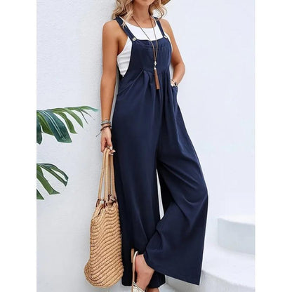 Women'S Elegant Army Green Cotton Suspender Trousers Mid-Waist Soft Fabric Pockets Medium Fit Asian Sizes S-XXL Retro Style Comfortable Womenwear Casual Womenswear Overalls Suits Basic Minimalist Basic