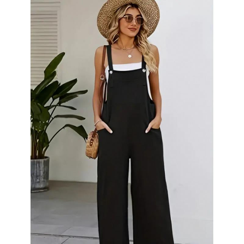 Women'S Elegant Army Green Cotton Suspender Trousers Mid-Waist Soft Fabric Pockets Medium Fit Asian Sizes S-XXL Retro Style Comfortable Womenwear Casual Womenswear Overalls Suits Basic Minimalist Basic